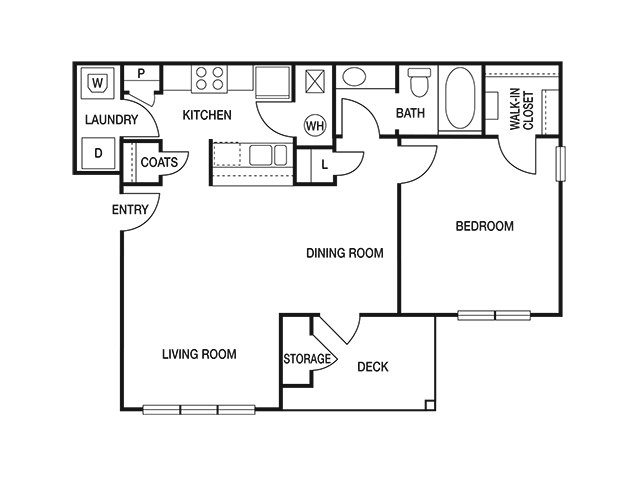 ONE BEDROOM- ONE BATH (A3) Floor Plan 3